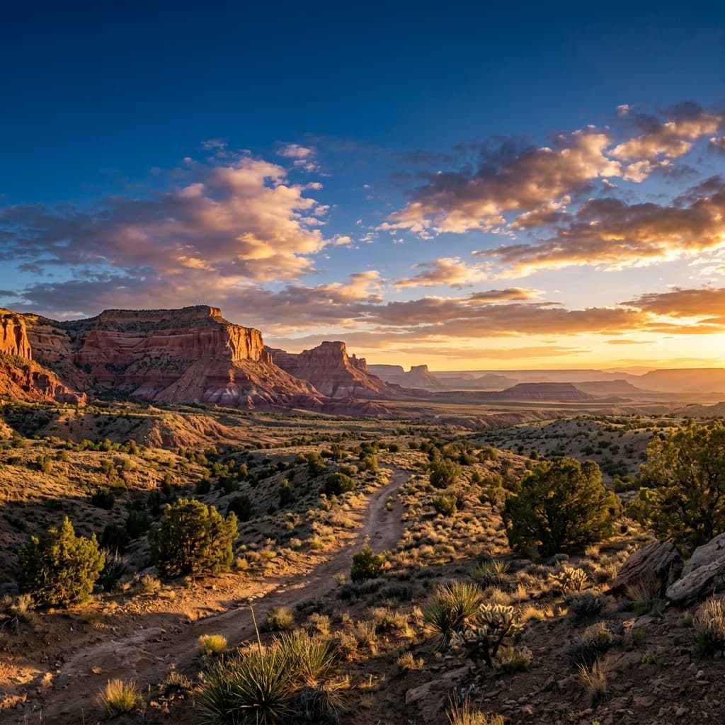 New Mexico mesa landscape at golden hour